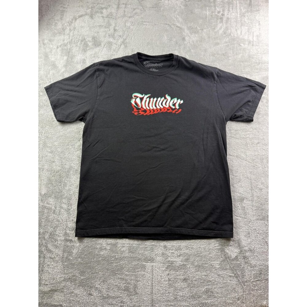 Thunder Shirt Mens Extra Large Black Graphic Tee Red Green Skateboard Streetwear